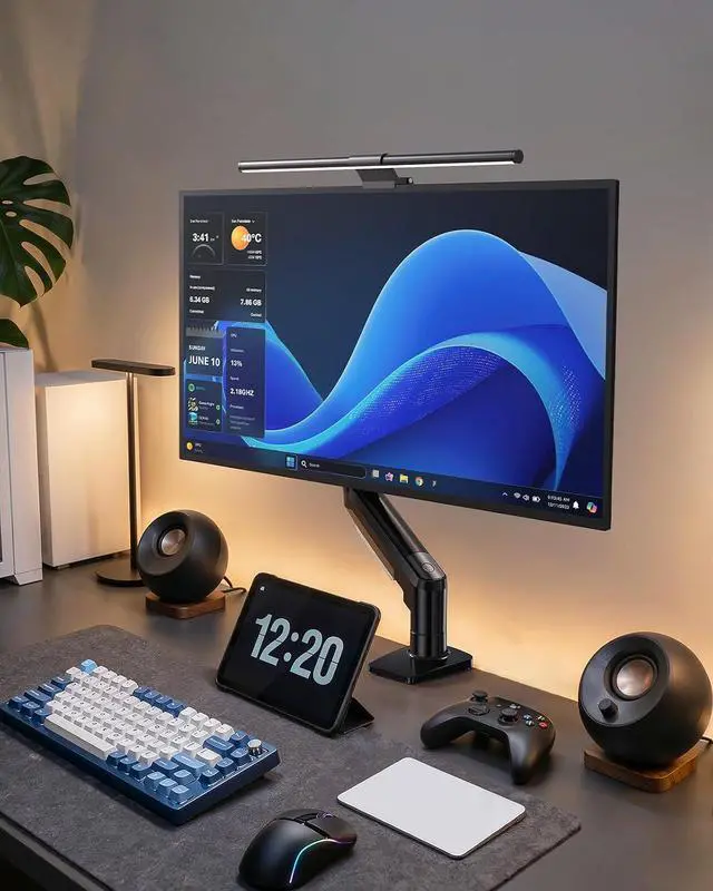 Alt view image 7 of 7 - HUANUO FlowLift Single Monitor Mount, 13 to 32 Inch Monitor Arm, Adjustable Monitor Stand, Vesa Mount with Clamp and Grommet Base - Fits 4.4 to 19.8lbs LCD Computer Monitors