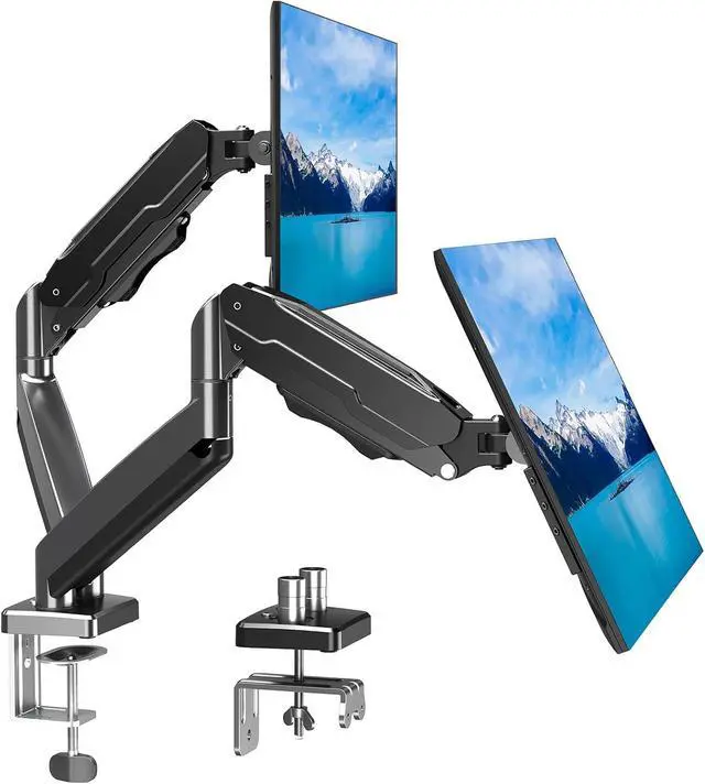Main image of MOUNT PRO Dual Monitor Mount Fits 13 to 32 Inch Screen, Height Adjustable Monitor Stand for 2 Monitors, Full Motion Display Arm Holds up to 19.8lbs Each, Computer Desk VESA Mount, Black