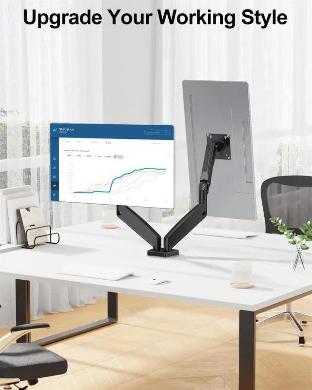 Alt view image 3 of 7 - MOUNT PRO Dual Monitor Mount Fits 13 to 32 Inch Screen, Height Adjustable Monitor Stand for 2 Monitors, Full Motion Display Arm Holds up to 19.8lbs Each, Computer Desk VESA Mount, Black