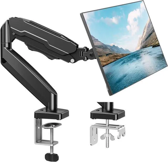 Main image of Single Monitor Mount, Fully Adjustable Monitor Arm Fits Max 32" Screen | Gas Spring VESA Mount with Clamp & Grommet Base, Computer Desk Arm with Tilt Swivel Rotate, Holds up to 19.8lbs