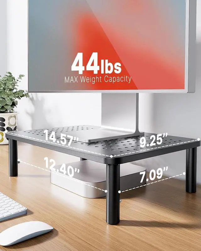 Alt view image 4 of 7 - HUANUO Monitor Stand, Monitor Stand Riser 3 Height Adjustable, Monitor Riser with Airflow Vents, Laptop Stand for Desk, Laptop Riser, Desk Organizer for Monitor, Laptop, PC, Printer