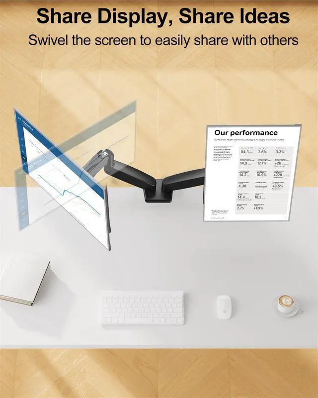 Alt view image 5 of 7 - MOUNT PRO Dual Monitor Mount Fits 13 to 32 Inch Screen, Height Adjustable Monitor Stand for 2 Monitors, Full Motion Display Arm Holds up to 19.8lbs Each, Computer Desk VESA Mount, Black