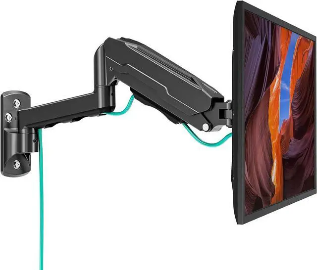 Main image of MOUNT PRO Single Monitor Wall Mount for 13 to 32 Inch Computer Screens, Height Adjustable Wall Mount Monitor Arm Holds Up to 19.8lbs, Full Motion Wall Bracket, VESA Mount 75x75, 100x100, Black