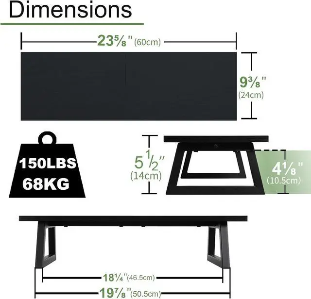 Alt view image 5 of 6 - TEAMIX 24 inch Monitor Riser for Desk, Wood & Steel Computer/TV Stand Black | Laptop, PC, Printer Stand Riser, Holds 150lbs, Desktop Organizer, Keyboard Storage, for Office, Home, Gaming, Craft Space