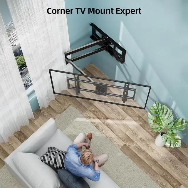 Alt view image 5 of 7 - HCMOUNTING Extra Long Arm Full Motion TV Wall Mount for 4280 TVs | 43 Long Extension, Swivel ±90° & Tilt ±10°, Leveling ±3°, Holds Up To 110 Lbs, Max Vesa 600x400mm, Fits 16,18 Studs