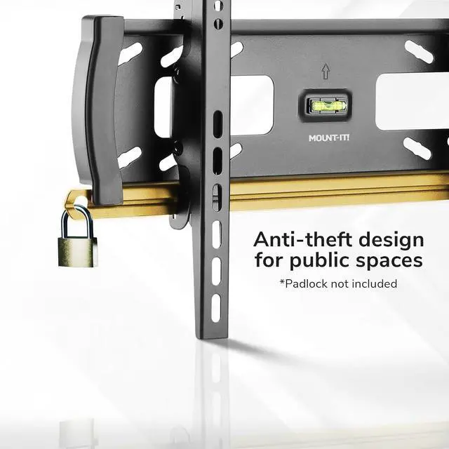 Alt view image 2 of 7 - Mount-It! Lockable TV Wall Mount with Anti-Theft Security Bar, UL Certified Tilting Display Bracket for 3255 Inch Flat Screen TVs with VESA 200, 400mm, Commercial-Grade VESA Mount Holds up to 99 lbs