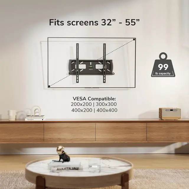 Alt view image 4 of 7 - Mount-It! Lockable TV Wall Mount with Anti-Theft Security Bar, UL Certified Tilting Display Bracket for 3255 Inch Flat Screen TVs with VESA 200, 400mm, Commercial-Grade VESA Mount Holds up to 99 lbs