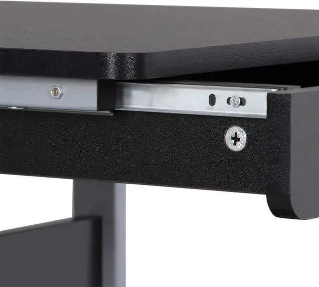 Alt view image 6 of 7 - Yaheetech Rolling Computer Desk with Drawer and Printer Shelf | Sturdy steel frame, smooth casters, drawer for office supplies, printer shelf, easy assembly, for home office.