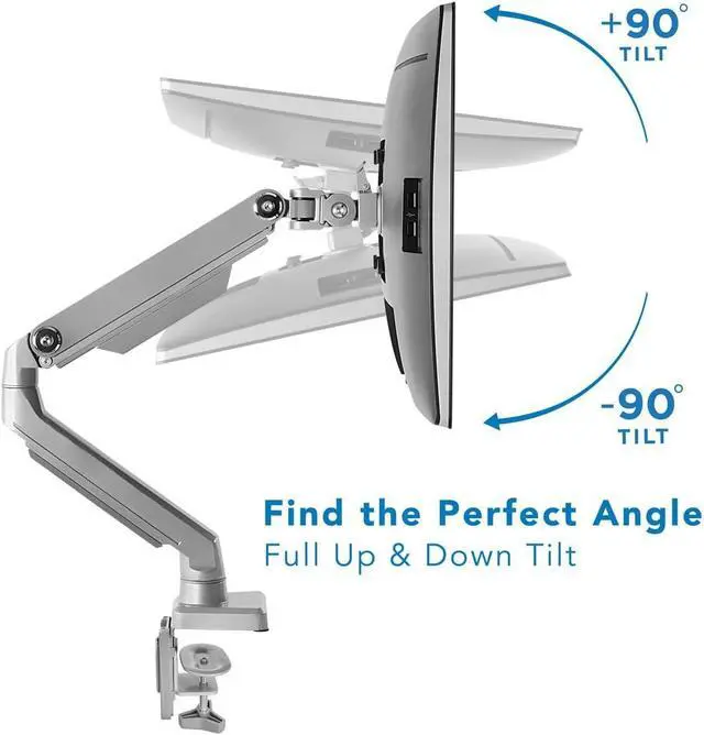 Alt view image 7 of 7 - Mount-It! Single Monitor Arm Desk Mount, Mechanical Spring Height Adjustable Monitor Stand for 1332 Inch Screens up to 17.6 lbs, VESA 75x75 & 100x100, C-Clamp & Grommet