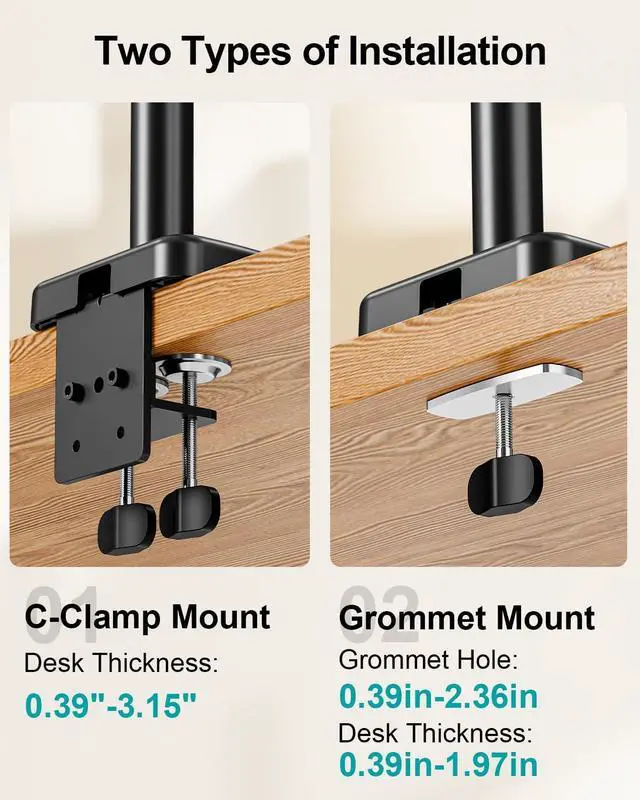 Alt view image 4 of 7 - MOUNT PRO Triple Monitor Mount for Max 32" Computer Screen, Adjustable 3 Monitor Desk Mount, up to 19.8lbs Each, Three Display Arm with Tilt Swivel Rotation, VESA Mount 75x75/100x100mm
