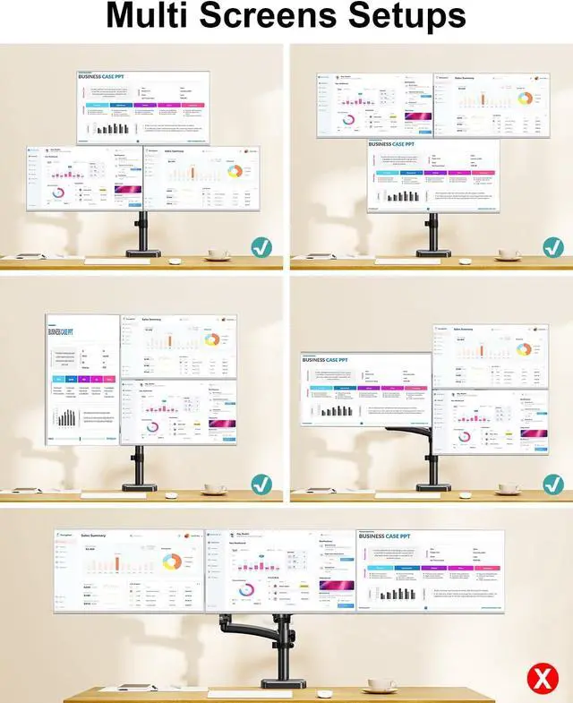 Alt view image 5 of 7 - MOUNT PRO Triple Monitor Mount for Max 32" Computer Screen, Adjustable 3 Monitor Desk Mount, up to 19.8lbs Each, Three Display Arm with Tilt Swivel Rotation, VESA Mount 75x75/100x100mm