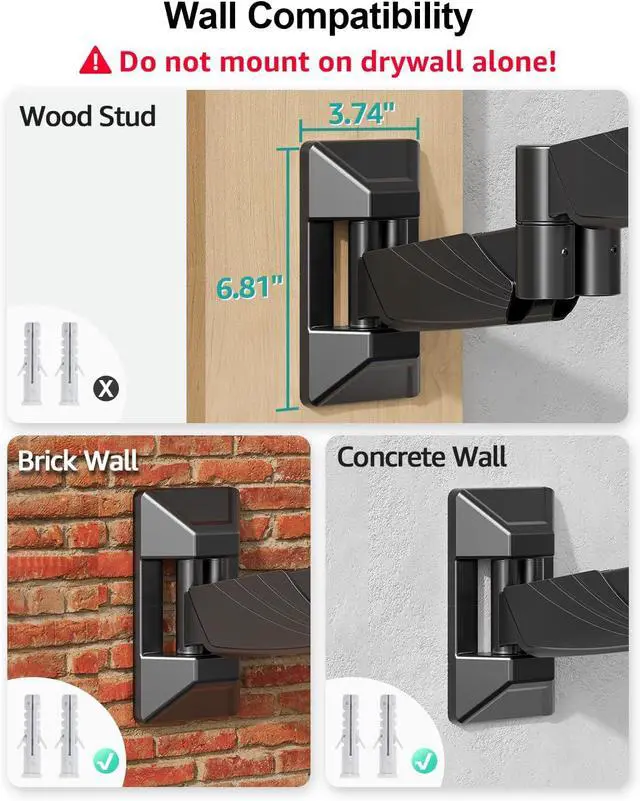 Alt view image 5 of 7 - MOUNT PRO Monitor Wall Mount for 13 to 32 Inch Screens, Holds up to 19.8lbs | Single Monitor Mount with Tilt/Swivel/Rotation Adjustable, Gas Spring Wall Arm VESA Mount 75x75mm/100x100mm