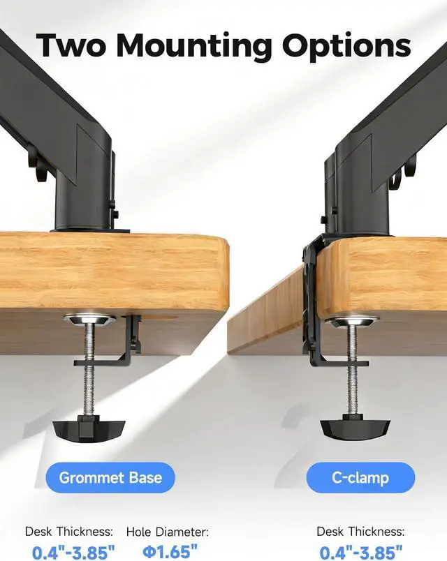 Alt view image 5 of 7 - Suptek Dual Monitor Mount Stand-Height Adjustable Gas Spring Monitor Arm Desk Mount for 2 Computer Screens 17 to 35 inches - Each Arm Holds up to 24.25lbs,Black(MD8SP)