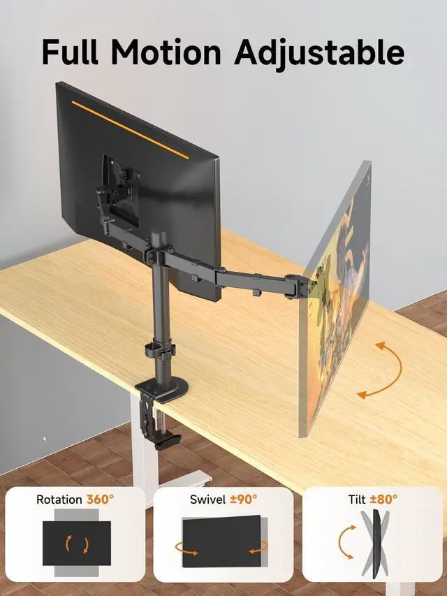 Alt view image 4 of 7 - Dual Fully Adjustable Monitor Arm Stand Mount Fits Two Screen 13-32 inch 22lbs for Monitor Computer Screen 13 15 17 19 20 22 23 24 26 27 32inch VESA 75 100 (MD7442)
