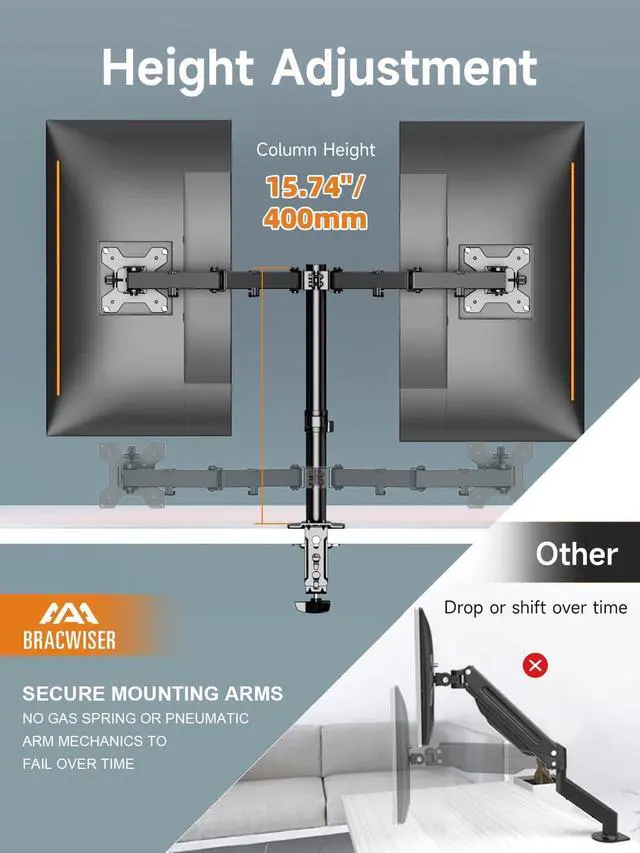 Alt view image 7 of 7 - Dual Fully Adjustable Monitor Arm Stand Mount Fits Two Screen 13-32 inch 22lbs for Monitor Computer Screen 13 15 17 19 20 22 23 24 26 27 32inch VESA 75 100 (MD7442)
