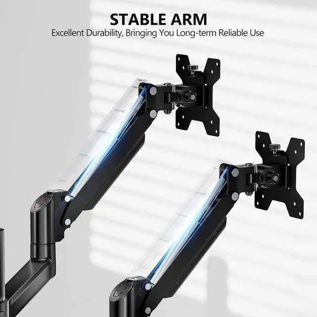 Alt view image 5 of 7 - WALI Dual Monitor and Laptop Stand for 17" Notebook and 32" Screens | 3-in-1 Adjustable Monitor Mount with Laptop Tray, Laptop Arm Mount for Desk, VESA 75x75 100x100, Black (GSDM003LP)