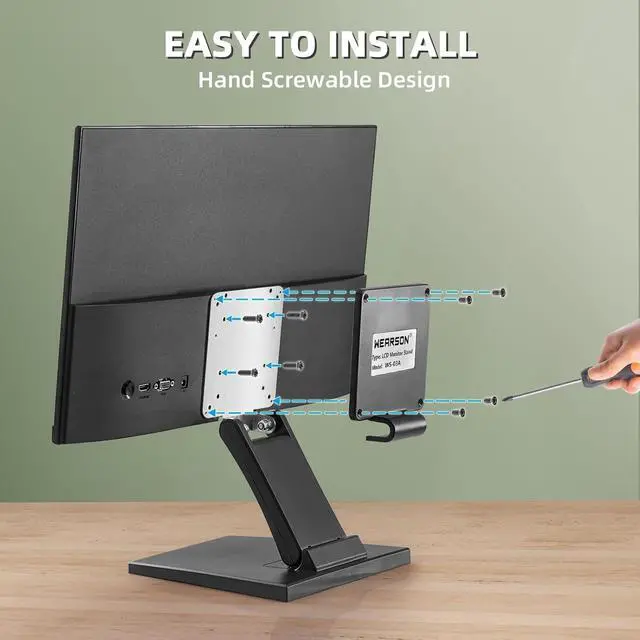 Alt view image 3 of 6 - WS-03A VESA Monitor Stand Low Profile Lay Flat Short Foldable with VESA Hole 75x75mm&100x100mm