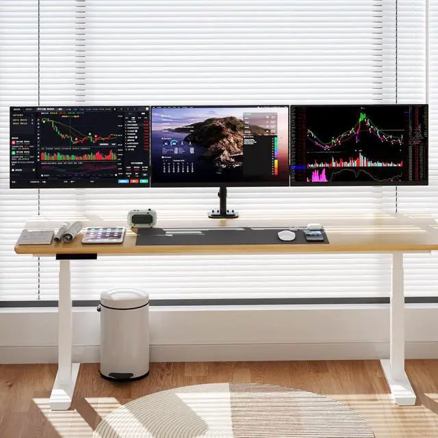 Alt view image 5 of 6 - suptek Triple Monitor Mount for Most 17 to 32 inch Screens,Gas Springs Adjustment Triple Monitor Desk Mount Stand with Clamp & Grommet Kit,Black(MD8003)