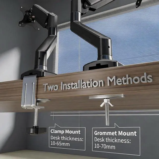 Alt view image 7 of 7 - Single Monitor Arm Desk MountGas Spring Monitors Arm for 17-32 inch Screens,Adjustable Computer Monitors Stand up to 4.4 to 19.8 lbs,Vesa Mount with Clamp and Grommet Base, VESA 75 & 100mm,Single