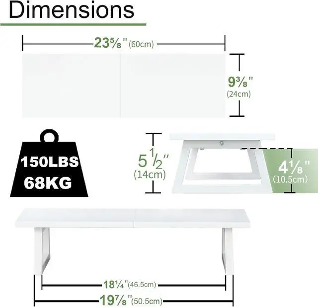 Alt view image 5 of 7 - TEAMIX 24 inch Monitor Riser for Desk, Wood & Steel Computer/TV Stand White | Laptop, PC, Printer Stand Riser, Holds 150lbs, Desktop Organizer, Keyboard Storage, for Office, Home, Gaming, Craft Space