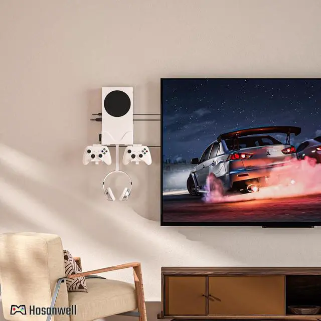 Alt view image 6 of 6 - Series S Wall Mount, Series S Wall Mount Kit, with Detachable Controller Holder & Headphone Hanger Heat Dissipation (NOT for ONE S)