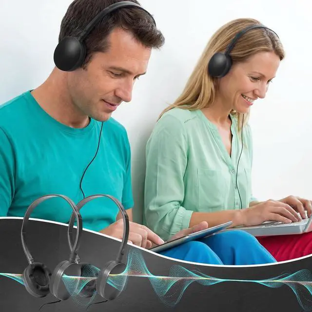 Alt view image 5 of 5 - Flutesan 30 Pack Wired Headphones, Adjustable On Ear Headphones, Black