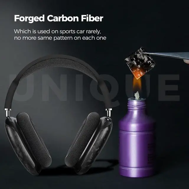 Alt view image 2 of 4 - Forged Carbon Fiber for AirPods Max Case, with AirPods Max Covers Anti-Scratch Shock Resistant Headset Ultra Protective Accessories for AirPods Max Headphones-Matte Finishing