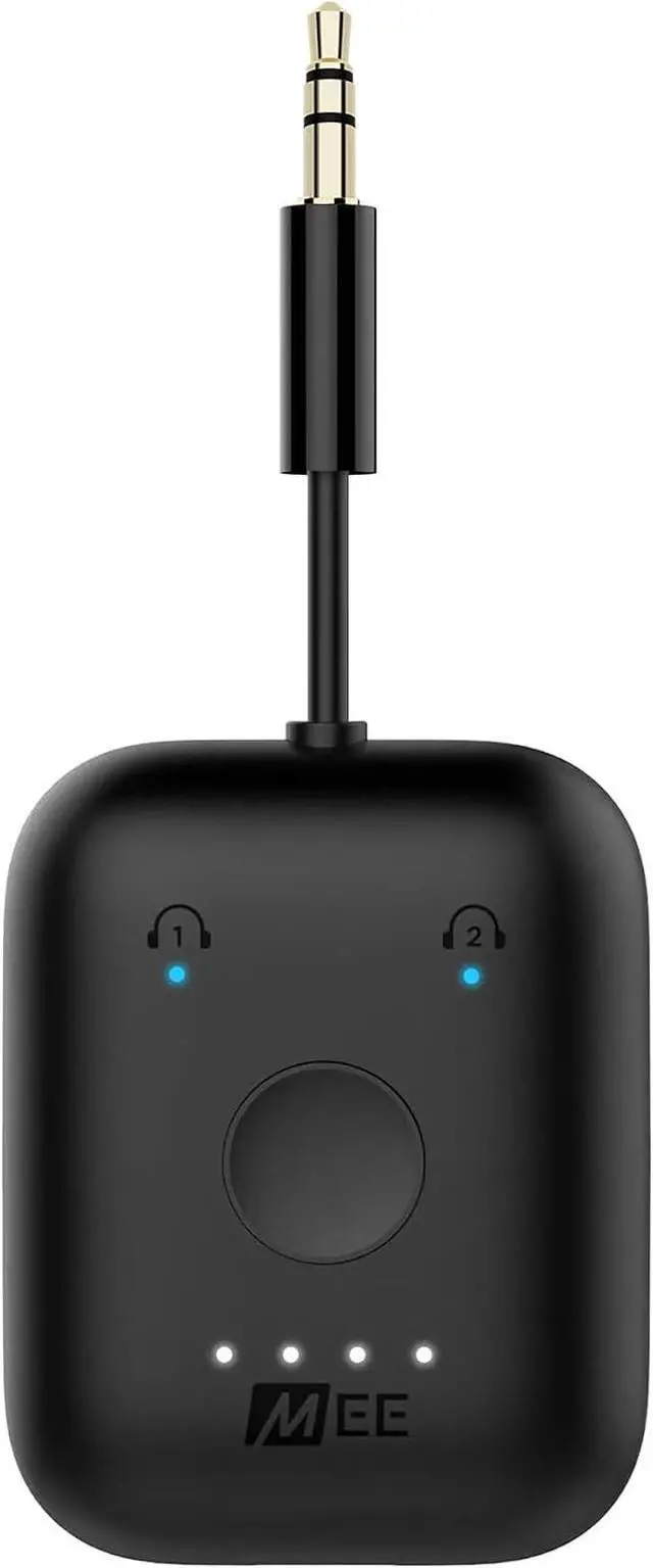 Main image of MEE Audio Connect Air in-Flight Bluetooth Wireless Audio Transmitter Adapter for up to 2 AirPods/Other Headphones; Works with All 3.5mm Aux Jacks on Airplanes, Gym Equipment, TVs, & Gaming Consoles