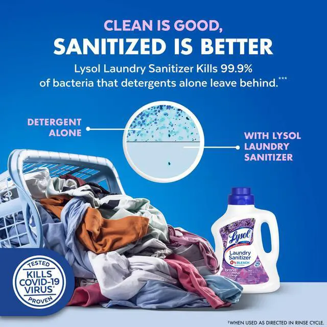 Alt view image 4 of 7 - Lysol Disinfectant Laundry Sanitizer & Scent Booster, Laundry Detergent Additive, Color Safe Bleach Alternative, Laundry Odor Eliminator, Kills Bacteria & Viruses, Lavender Scent, 90 Fl Oz