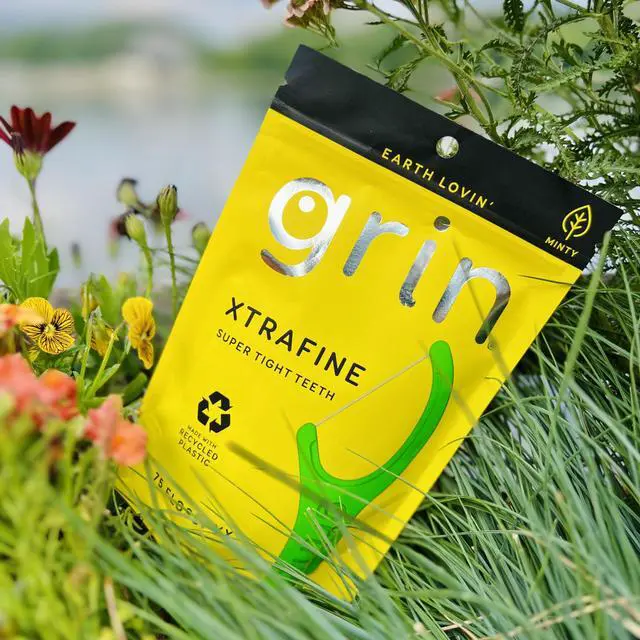 Alt view image 6 of 6 - GRIN XtraFine Flosspyx, Floss Picks, 75 Count, Dental Flossers, Minty Flavor, Recycled Plastic, for Super Tight Teeth, Longer Floss Head, Slide Between Teeth, Includes Safe Soft Fold-Back Tooth Pick