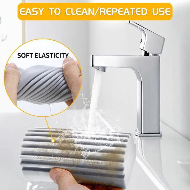 Alt view image 4 of 6 - COBETE Damp Clean Duster Sponge,4pack Magic Sponge Eraser,Reusable Damp Dusting Sponge Household Cleaning for Blinds, Glass, Baseboards,Radiators,Window Track Grooves(Grey)