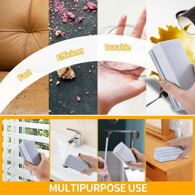 Alt view image 6 of 6 - COBETE Damp Clean Duster Sponge,4pack Magic Sponge Eraser,Reusable Damp Dusting Sponge Household Cleaning for Blinds, Glass, Baseboards,Radiators,Window Track Grooves(Grey)