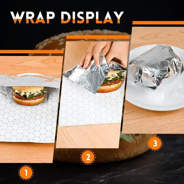 Alt view image 4 of 7 - EcoDispose Pre-Cut Insulated Foil Sandwich Wrap Sheets Grease-Resistant for Hot Food (10-1/2" x 14",100 PCS)