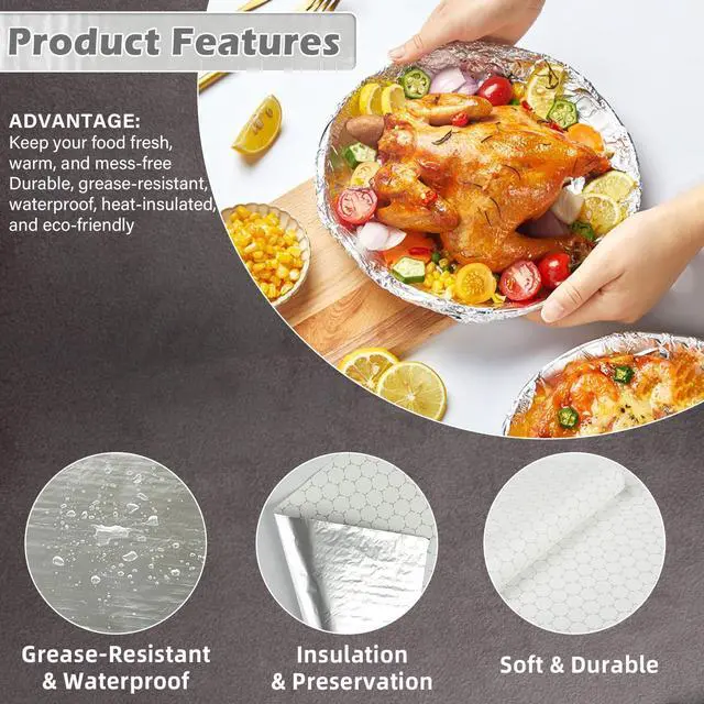 Alt view image 3 of 7 - 50 Pack Premium Insulated Foil Sandwich Wrap Sheets, 12"x12" Pre-Cut Foil Paper for Hot Dogs, Burgers, Burritos, Food Wrapping, Grease-Resistant and Waterproof, Heat & Cold Insulation for Freshness