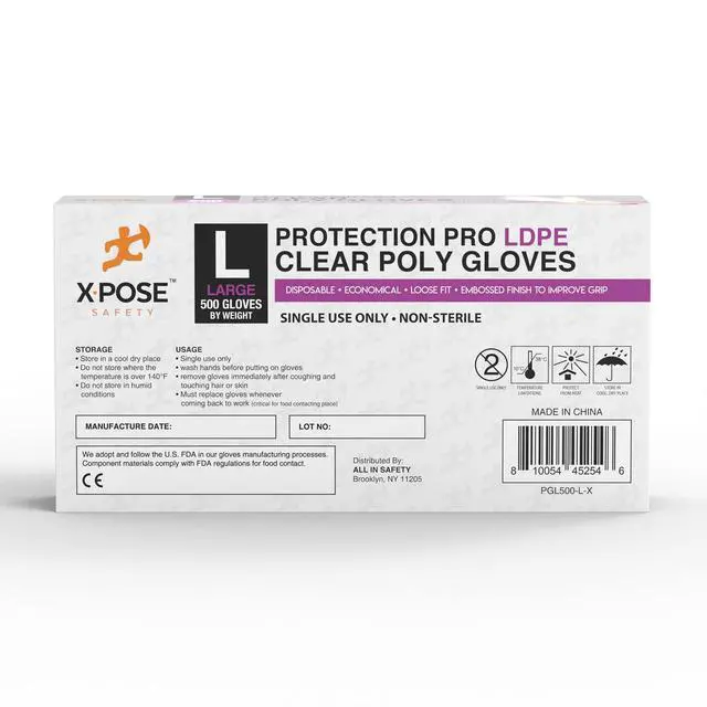 Alt view image 3 of 4 - Xpose Safety Disposable Food Prep Poly Gloves - 500 Medium Clear - Transparent Embossed Latex Free Kitchen, Plastic Gloves for Food Handling, Serving