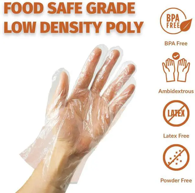 Alt view image 2 of 6 - GORILLA SUPPLY 500 BPA Free Premium Disposable Gloves Poly PE LDPE Plastic for Kitchen Food Handling Food Prep Latex & Powder Free (500 Count, Medium)