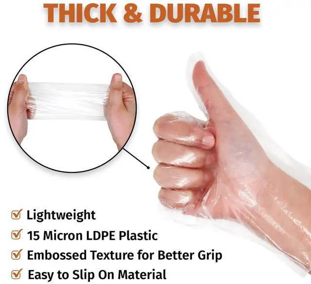 Alt view image 3 of 6 - GORILLA SUPPLY 500 BPA Free Premium Disposable Gloves Poly PE LDPE Plastic for Kitchen Food Handling Food Prep Latex & Powder Free (500 Count, Medium)