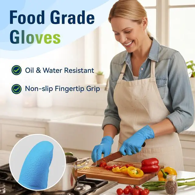 Alt view image 2 of 6 - SWIFTLITE Nitrile Gloves, Food Safe Disposable Gloves Latex Free, Blue Rubber Gloves Powder Free for Food Prep, Cooking, Kitchen Cleaning (Medium, 100)