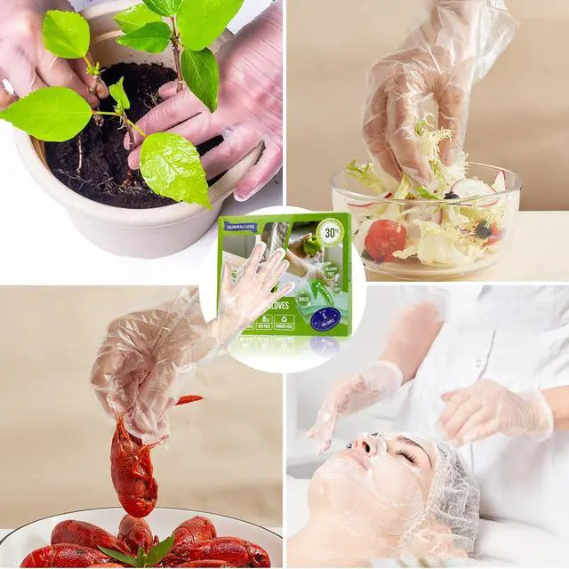 Alt view image 7 of 7 - GENERALCARE Disposable TPE Gloves Latex-Free Food Sertving Glove 100/400 Packs for Kitchen, Gardening, Cleaning (100 Count, Large)