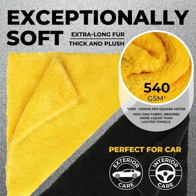 Alt view image 2 of 7 - Super Soft Microfiber Towels for Cars - Edgeless - 6pk (12x12) - Premium Scratch-Free Towel - Great for Drying, Detailing, Polishing, Buffing - Ultra Absorbent Microfiber Cleaning Cloths for Car