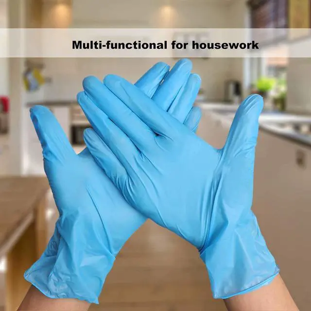 Alt view image 3 of 7 - COYACOOL Disposable Gloves Medium, Nitrile and Vinyl Blend Material Gloves, Latex Free, 4 Mil,100 Pc. Food Grade Glove for Cleaning, Food Prep, Hair Dye, Tattoo, Blue