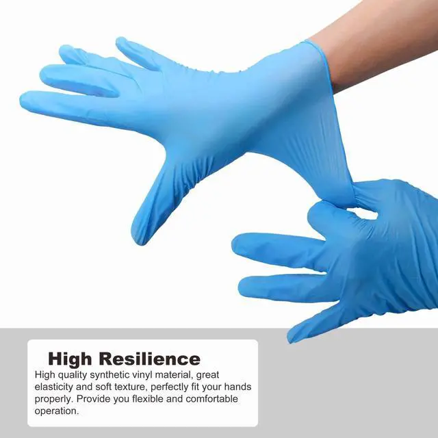 Alt view image 2 of 7 - COYACOOL Disposable Gloves Medium, Nitrile and Vinyl Blend Material Gloves, Latex Free, 4 Mil,100 Pc. Food Grade Glove for Cleaning, Food Prep, Hair Dye, Tattoo, Blue