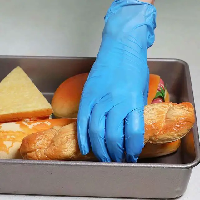 Alt view image 5 of 7 - COYACOOL Disposable Gloves Medium, Nitrile and Vinyl Blend Material Gloves, Latex Free, 4 Mil,100 Pc. Food Grade Glove for Cleaning, Food Prep, Hair Dye, Tattoo, Blue