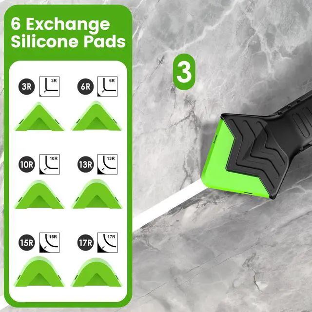 Alt view image 4 of 7 - Goopreen 5 in 1 Caulking Tool Silicone Caulking Grout Removal Sealant Finishing Tool with Stainless Steel Head, 6 Replaceable Pads, Gap Seam Repair Kit for Kitchen Bathroom Sink Toilet Caulking
