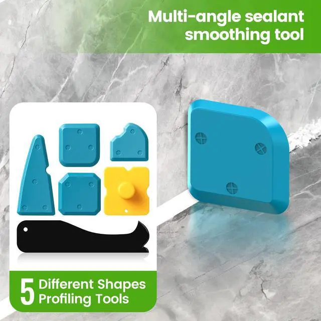 Alt view image 6 of 7 - Goopreen 5 in 1 Caulking Tool Silicone Caulking Grout Removal Sealant Finishing Tool with Stainless Steel Head, 6 Replaceable Pads, Gap Seam Repair Kit for Kitchen Bathroom Sink Toilet Caulking