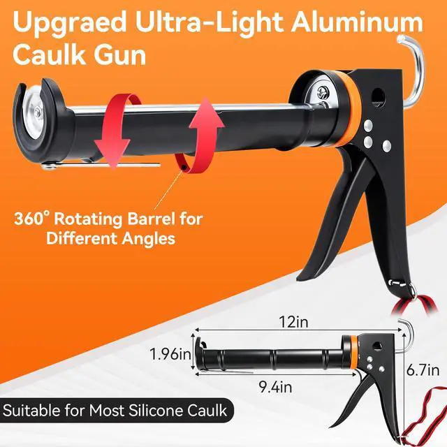 Alt view image 2 of 7 - Caulk Gun Kit, Smooth Silicone Caulking Gun and Caulk Remover Tool, Sealant Finishing Tool Grout Scraper for Kitchen Bathroom Window Sink Joint, All in One with Gift Box