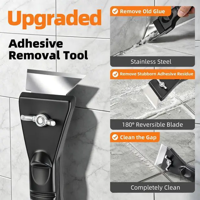 Alt view image 5 of 7 - Caulk Gun Kit, Smooth Silicone Caulking Gun and Caulk Remover Tool, Sealant Finishing Tool Grout Scraper for Kitchen Bathroom Window Sink Joint, All in One with Gift Box