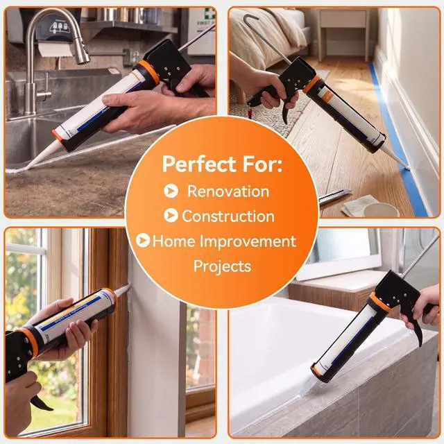 Alt view image 7 of 7 - Caulk Gun Kit, Smooth Silicone Caulking Gun and Caulk Remover Tool, Sealant Finishing Tool Grout Scraper for Kitchen Bathroom Window Sink Joint, All in One with Gift Box