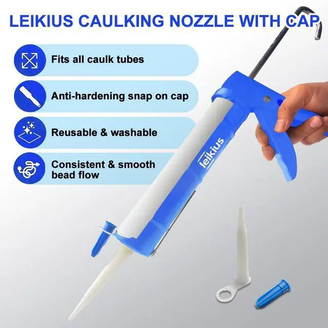Alt view image 5 of 7 - Caulk Gun Kit Smooths No-drip Silicone Caulking Gun and Caulking Tools, Sealant Tools Grout Scraper For Kitchen Bathroom Sink Joint,With Gift Box Works 10OZ Tubes blue
