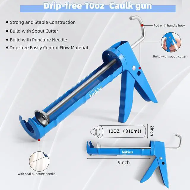Alt view image 2 of 7 - Caulk Gun Kit Smooths No-drip Silicone Caulking Gun and Caulking Tools, Sealant Tools Grout Scraper For Kitchen Bathroom Sink Joint,With Gift Box Works 10OZ Tubes blue